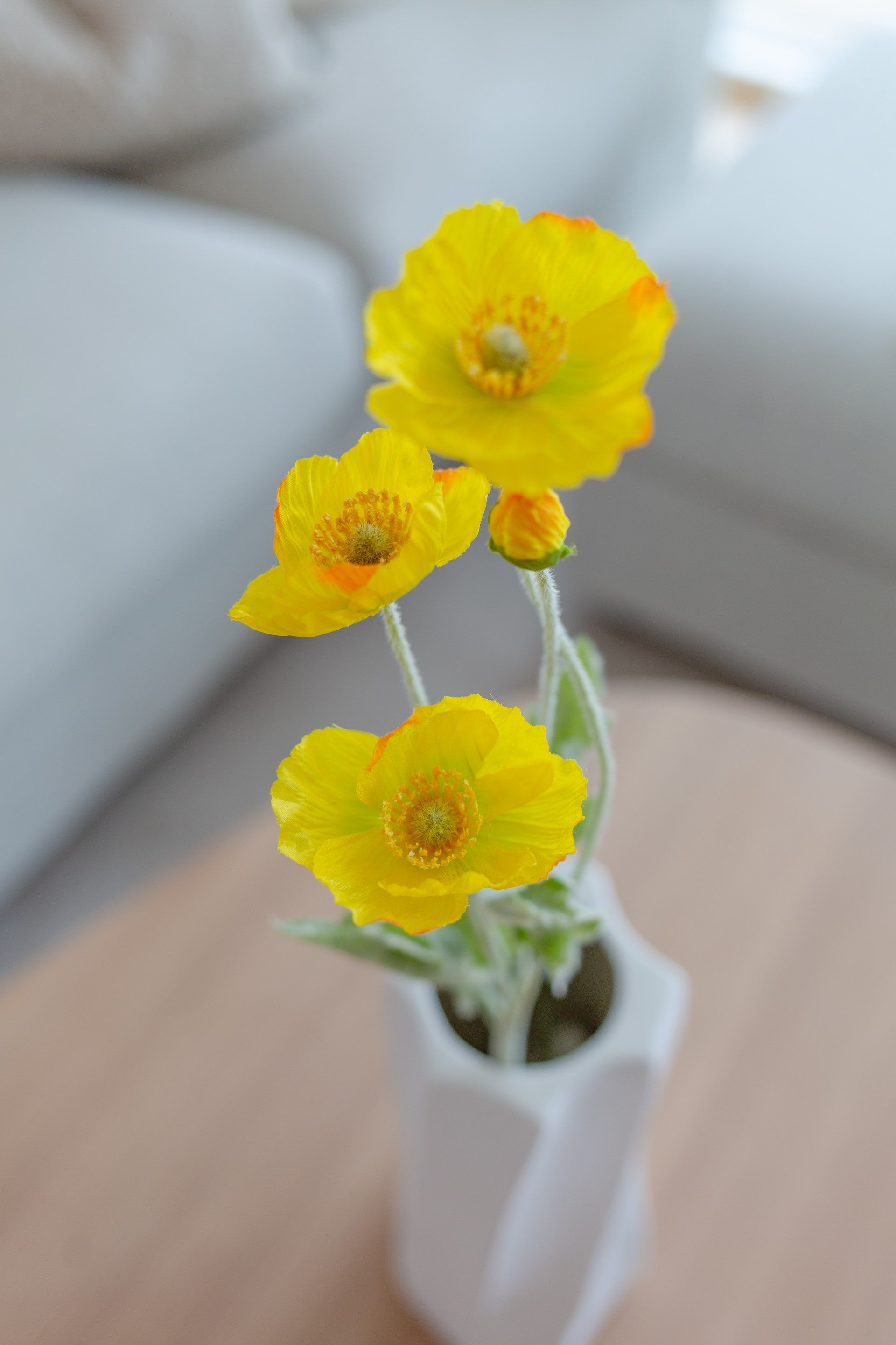 Naturtro kunstig valmueblomst gul til kunstige blomsterbuketter