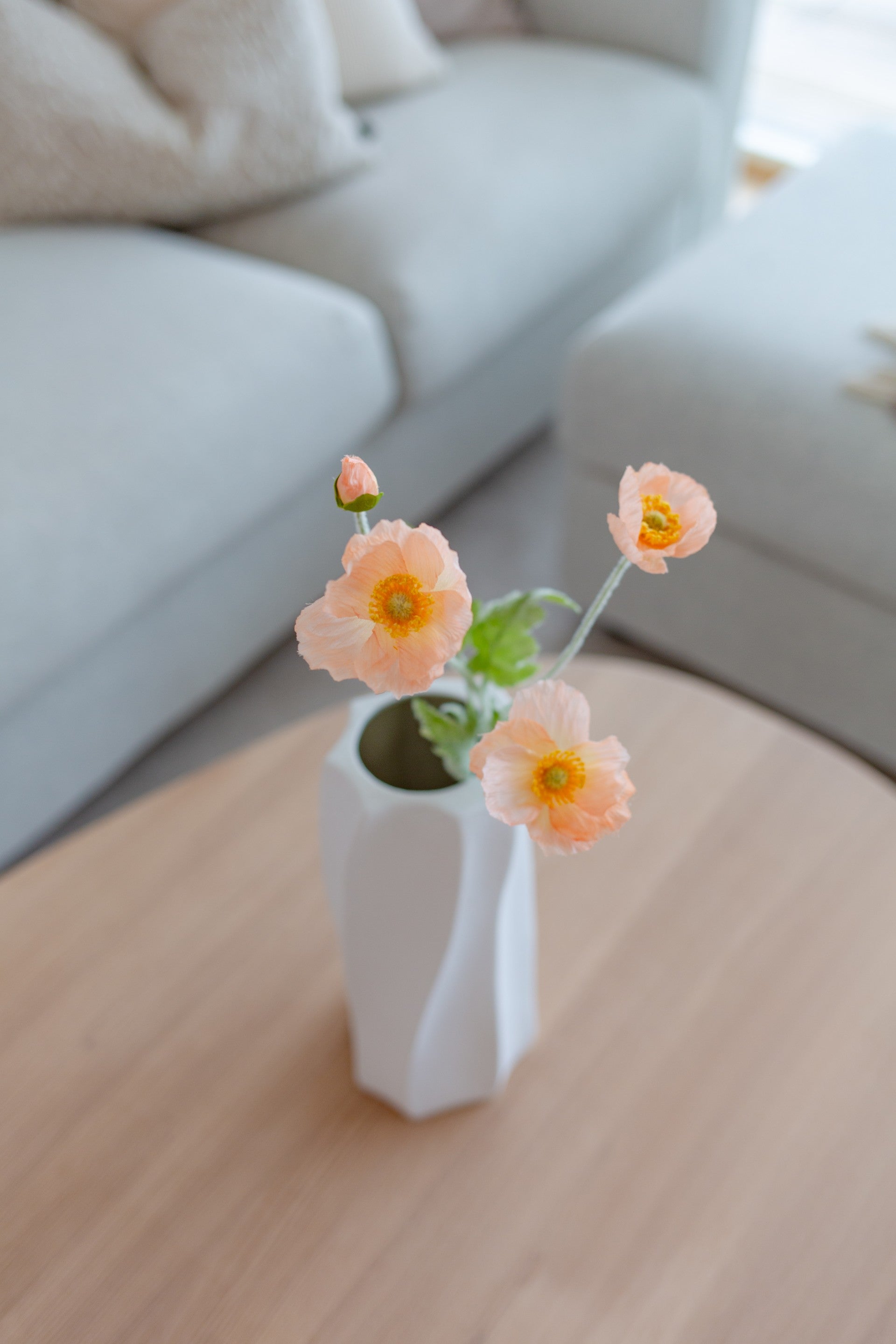 Naturtro kunstig valmueblomst korall til kunstige blomsterbuketter