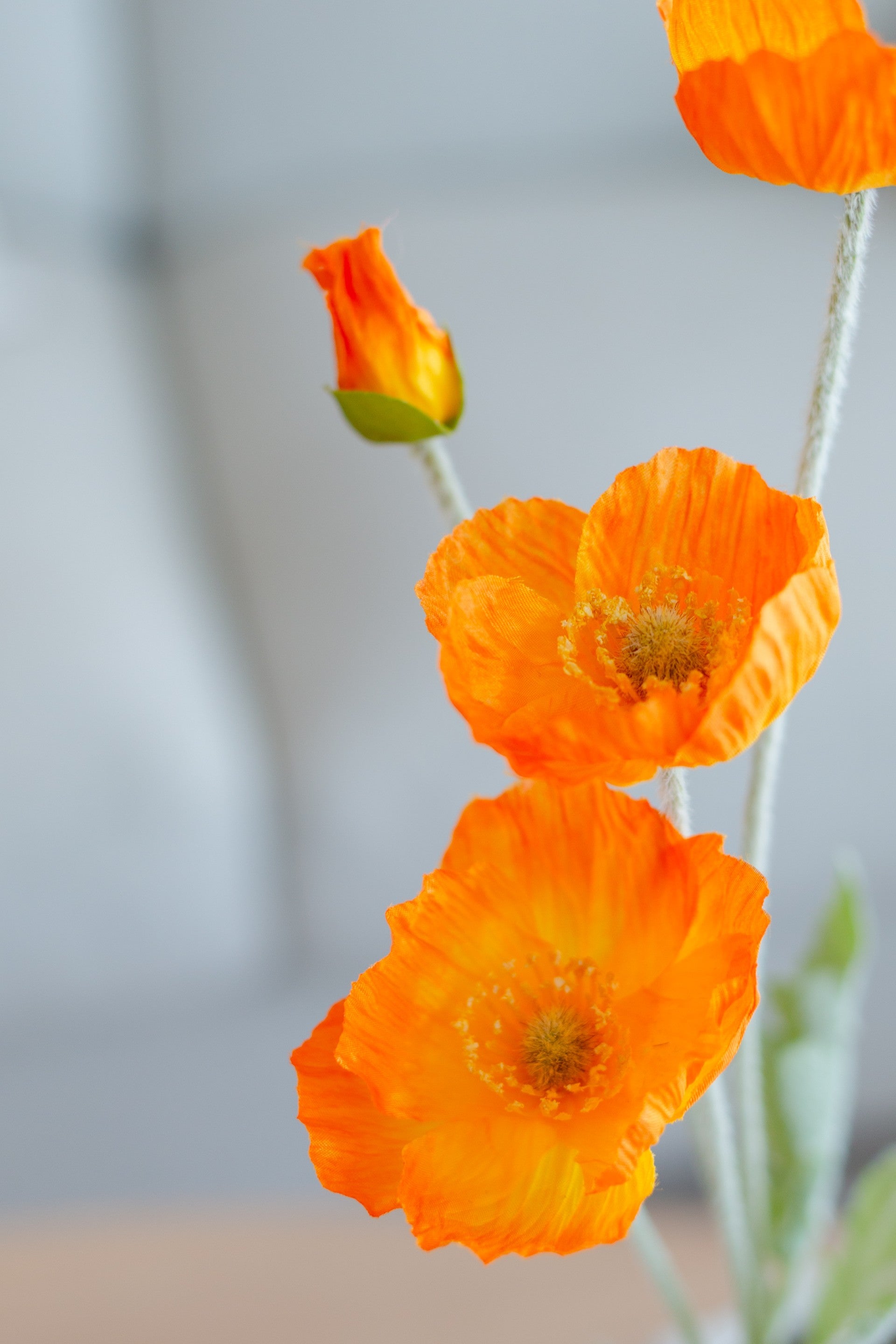 Naturtro kunstig valmueblomst oransje til kunstige blomsterbuketter