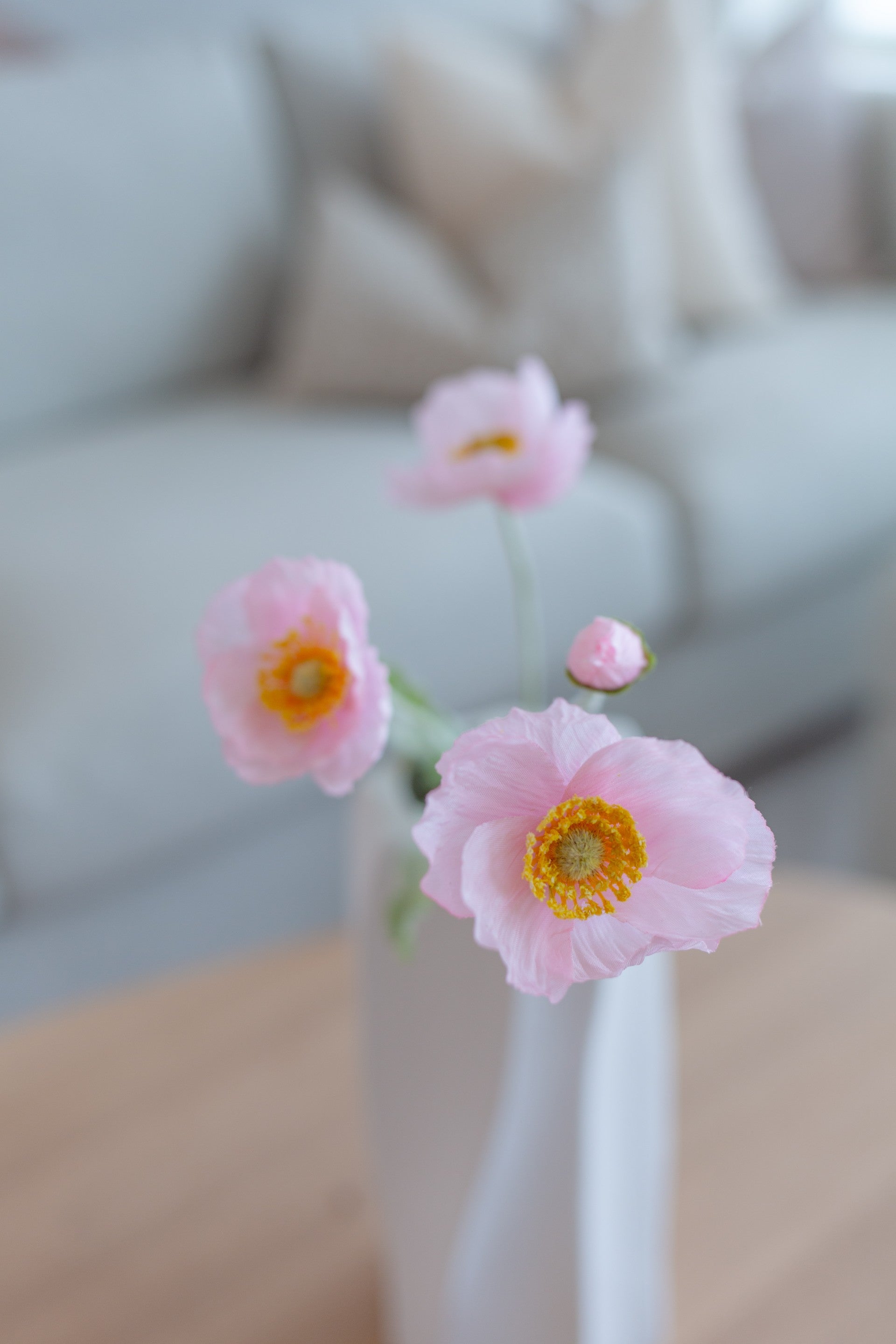 Lys rosa kunstig valmueblomst som passer i kunstige buketter